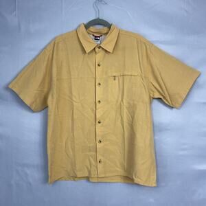 The North Face Men's L Shirt Orange Button Up Hiking Short Slv Casual Mini Plaid